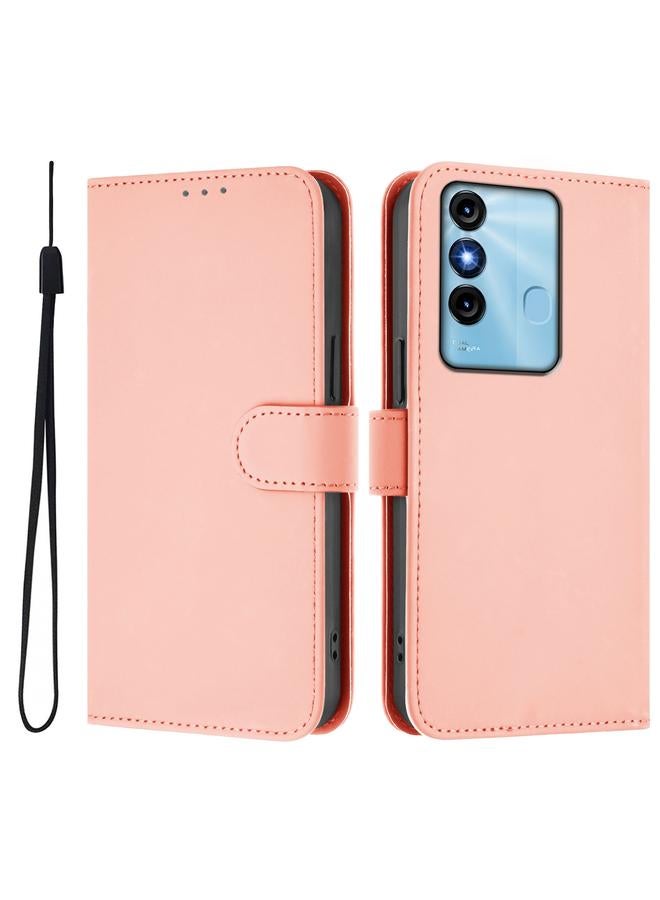 S-TOP Case For itel P38 / Vision 3 Skin Feel Solid Color Leather Phone Case with Lanyard - Image 2