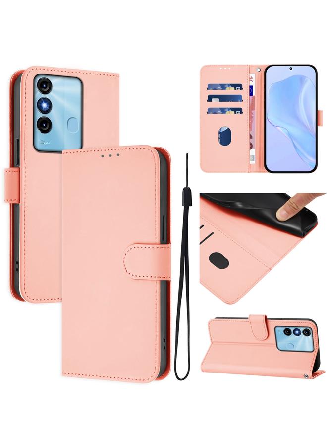 S-TOP Case For itel P38 / Vision 3 Skin Feel Solid Color Leather Phone Case with Lanyard - Image 1