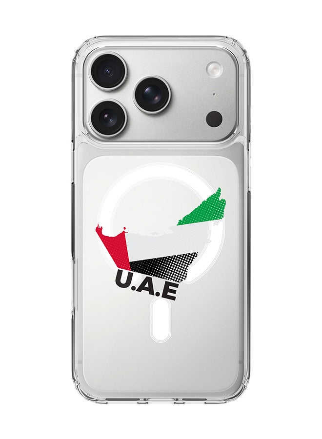 Stylizedd Classic Clear MagSafe Case for iPhone 17 Pro , Hybrid Soft Case Flexible Edges Anti Drop TPU PC Gel Thin Transparent Cover [ Designed for iPhone 17 Pro ] - UAE Map