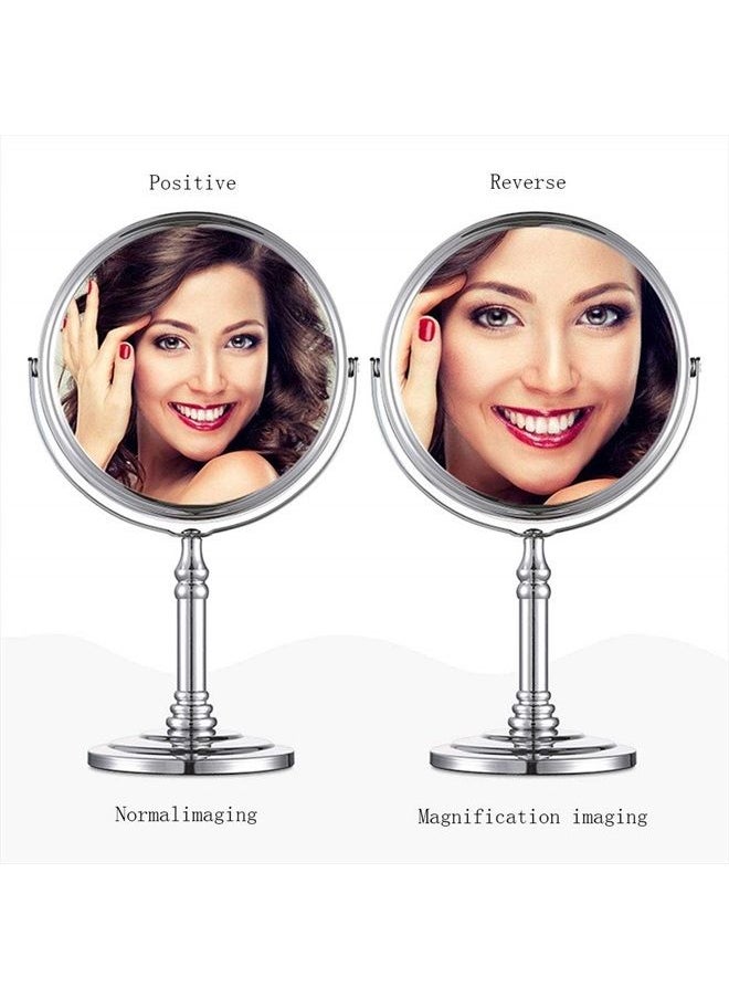 fcya - Makeup Mirror,Magnifying Mirror 1/20X Magnification, Large Table top Two-Sided Swivel Vanity Mirror, Chrome FinishStyle 1-8 inches - Image 1