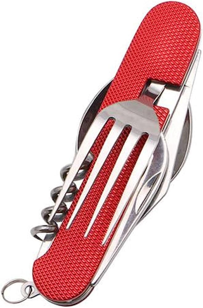 Excadrill Folding and Detachable Camping Utensils Cutlery Set, 4-in-1 Stainless Steel Spoon Fork Bottle Opener Set (Multicolor) - Image 1