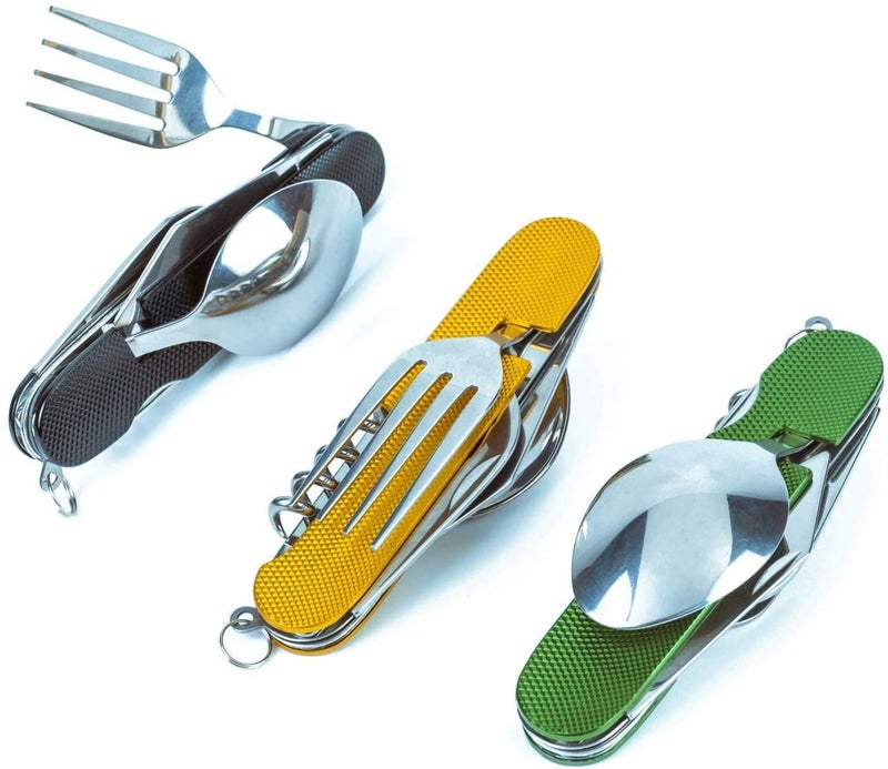 Excadrill Folding and Detachable Camping Utensils Cutlery Set, 4-in-1 Stainless Steel Spoon Fork Bottle Opener Set (Multicolor) - Image 4