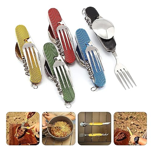 Excadrill Folding and Detachable Camping Utensils Cutlery Set, 4-in-1 Stainless Steel Spoon Fork Bottle Opener Set (Multicolor) - Image 2