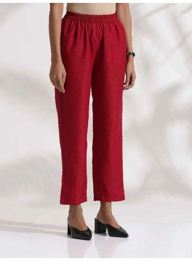 trueBrowns Maroon Slub Co-ord Set