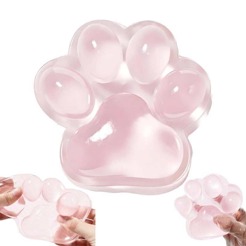 Chicooan Large Cat Paw Taba Squishy Big Squeeze Toys 5inch Clear Pink Cute Fufu Squishy Sensory Stress Relief Fidget Toys for Party Favors Sensory Anxiety Toys for Adults Transparent Pink - Image 2