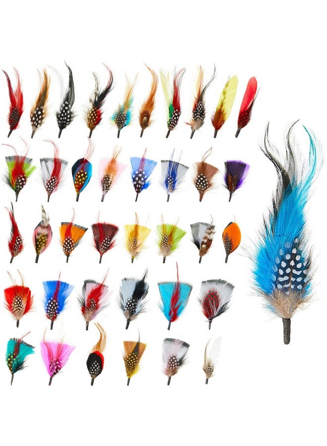 كينينج 39 قطعة من ريش القبعة، ريش متنوع للقبعات، ريش حقيقي ملون DIY بها بنفسك، زينة عيد الميلاد للرجال والنساء تقريبًا. 8 10 سم - Image 1