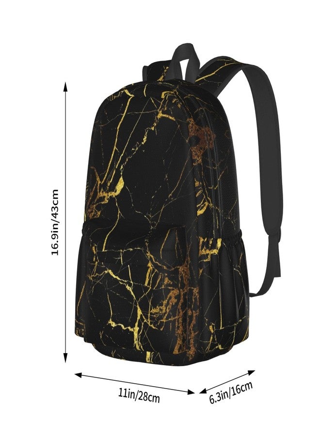 MOLIAN Black Gold Marble Stylish Backpack With Adjustable Padded Shoulder Straps Daypacks For Girls College Travel - Image 2