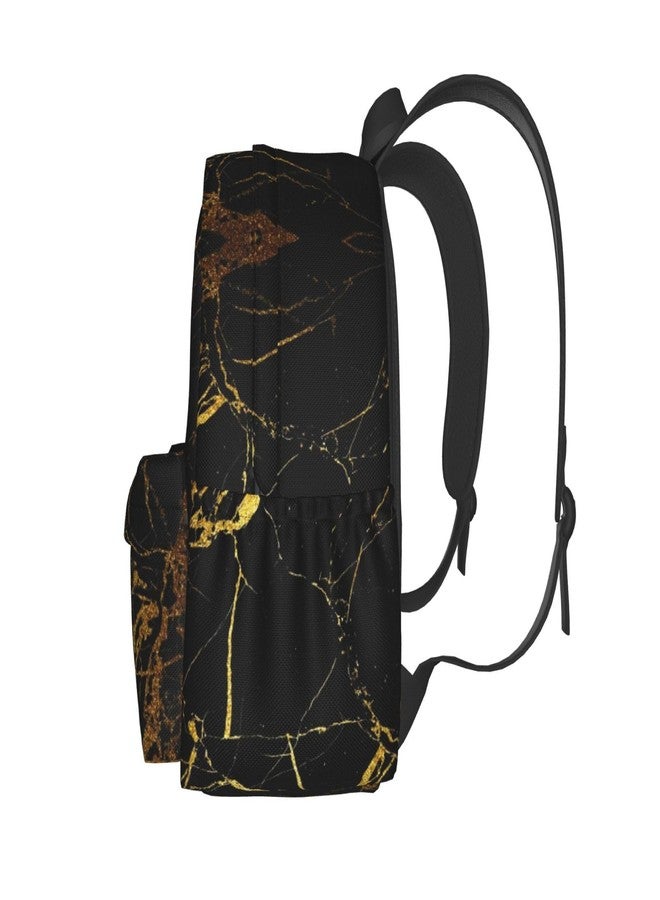 MOLIAN Black Gold Marble Stylish Backpack With Adjustable Padded Shoulder Straps Daypacks For Girls College Travel - Image 3
