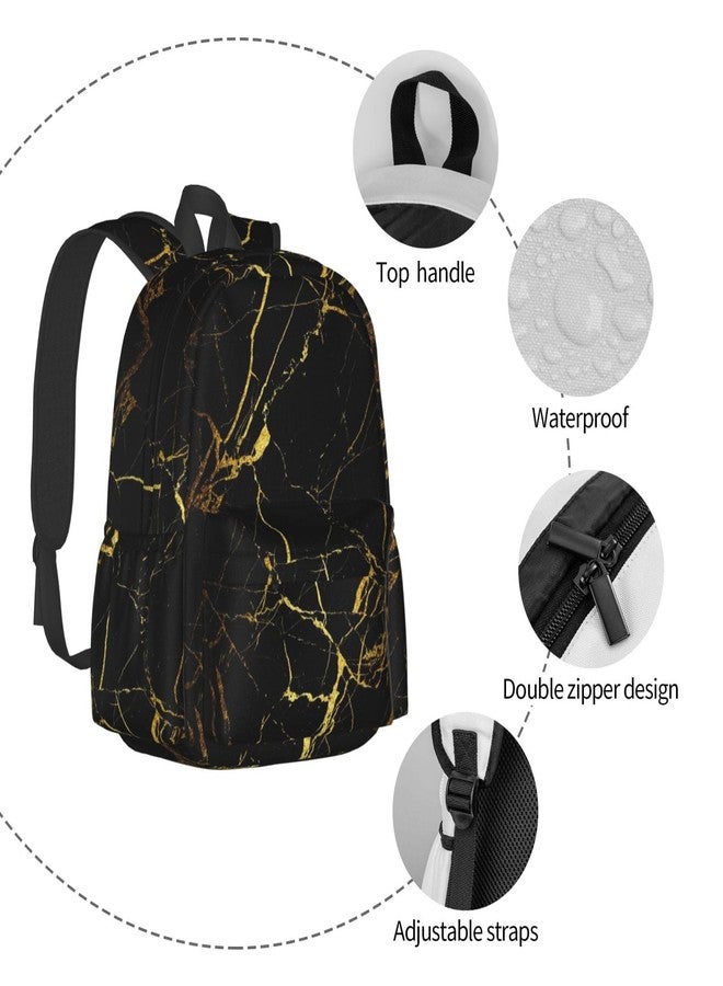 MOLIAN Black Gold Marble Stylish Backpack With Adjustable Padded Shoulder Straps Daypacks For Girls College Travel - Image 5