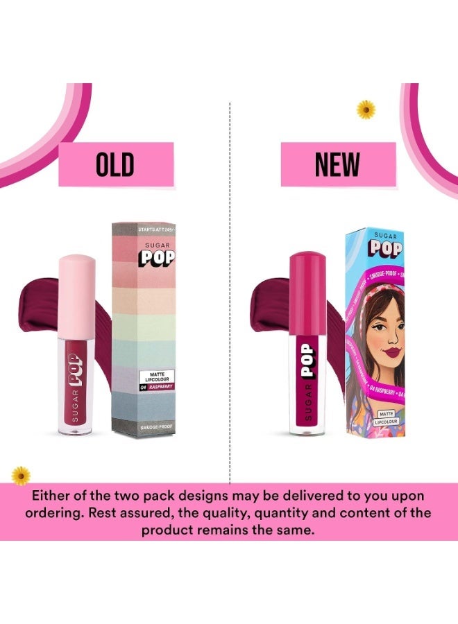 SUGAR POP Matte Lipstick | Smudge-Proof | Vitamin E | Long Lasting 8 Hrs | Lip Colour For Women | 1.6 ml - 04 Raspberry - Image 4