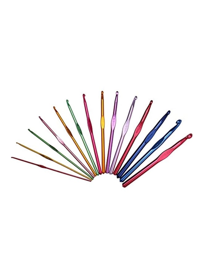 Luxbon 14-Piece Crochet Hooks Knitting Knit Needles Set Blue/Red/Pink - Image 1