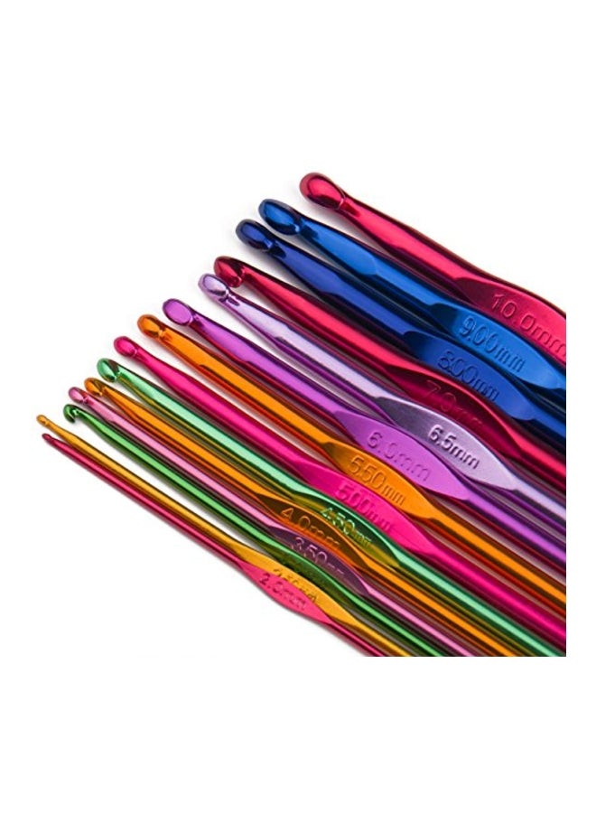 Luxbon 14-Piece Crochet Hooks Knitting Knit Needles Set Blue/Red/Pink - Image 3
