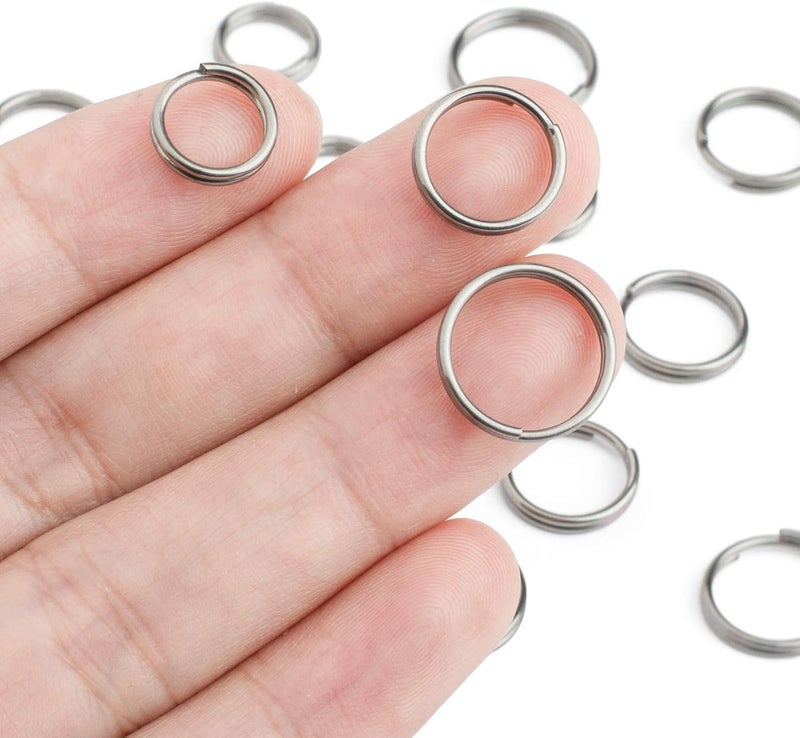 FEGVE Titanium Key Rings Split Rings, Small Keyrings, Jump Rings for Necklaces, Keys, Jewelry Attachment - 15pcs Mix 10/12/14mm (Silver) - Image 3
