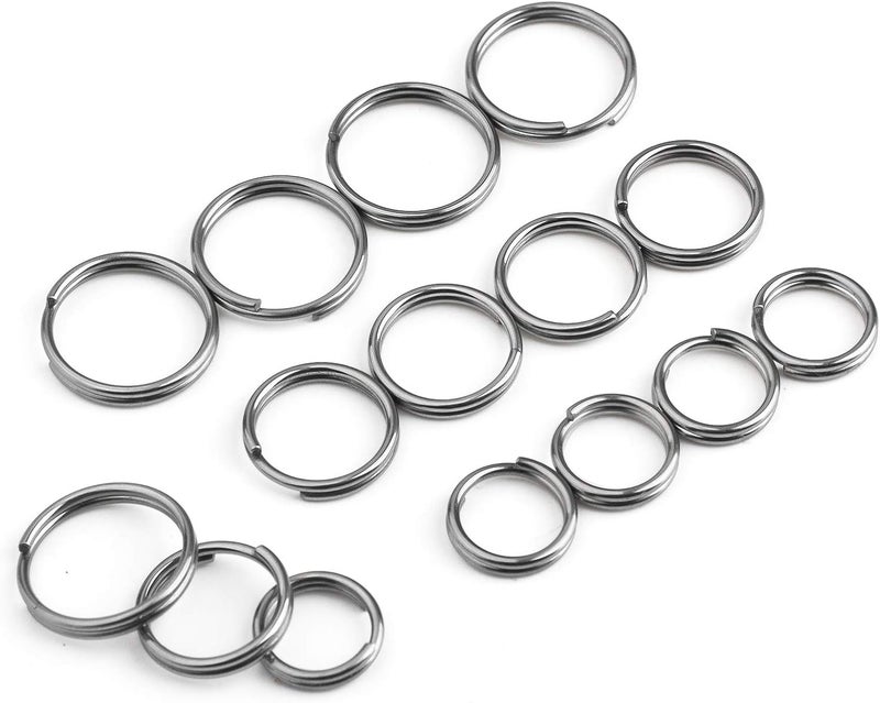FEGVE Titanium Key Rings Split Rings, Small Keyrings, Jump Rings for Necklaces, Keys, Jewelry Attachment - 15pcs Mix 10/12/14mm (Silver) - Image 1