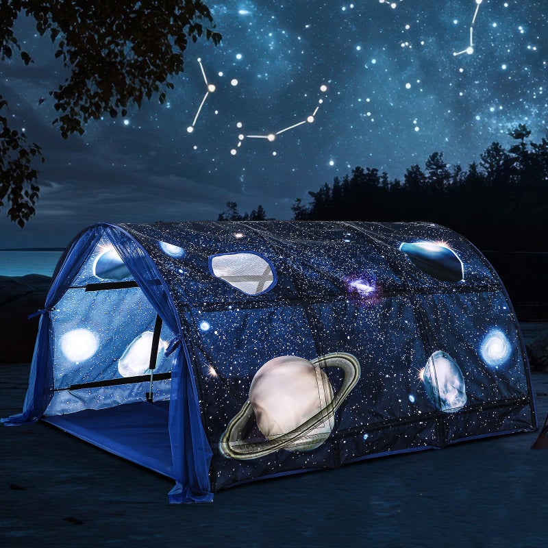 Wowangce Galaxy Twin Bed Tent Large Twin Tent Play Bed with Carry Bag Foldable for Bedroom Indoor - Image 1