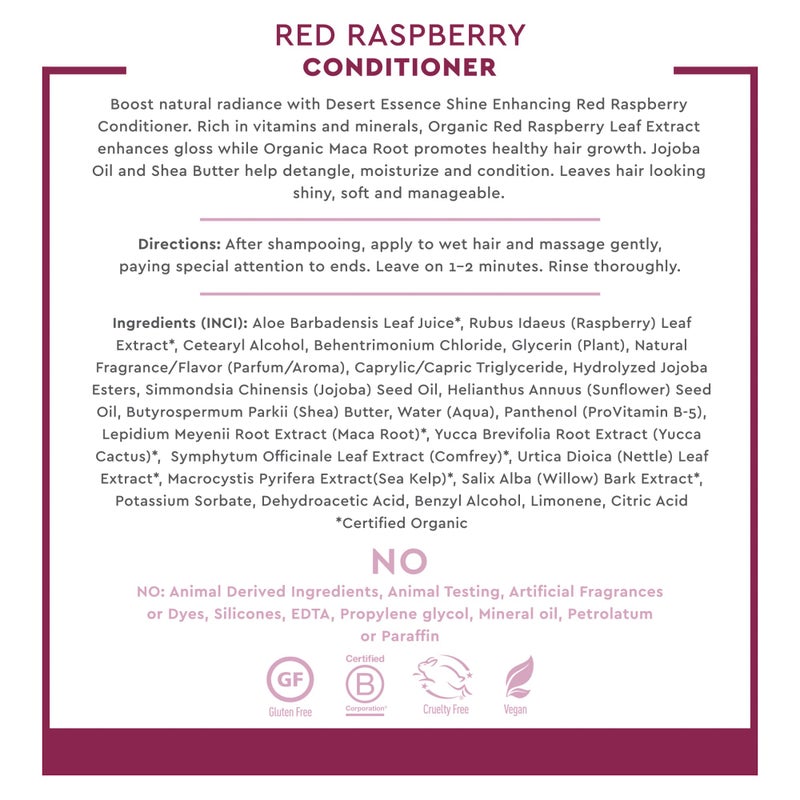 Desert Essence Red Raspberry Conditioner - 8 Fl Ounce - Shine Enhancing - Vitamin A & C - Smooth & Silky - Strengthing - Shea Butter - Calcium & Magnesium - Vitamin B5 - Image 5