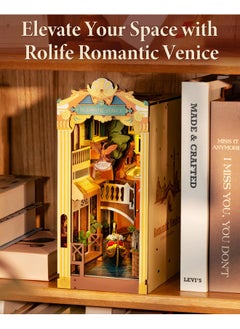 Rolife Diy Book Nook Kits For Adults 3D Wooden Puzzle-Bookshelf Insert Booknook-Miniature Kit-Gifts For Boys Girls (Romantic Venice)  - Image 2