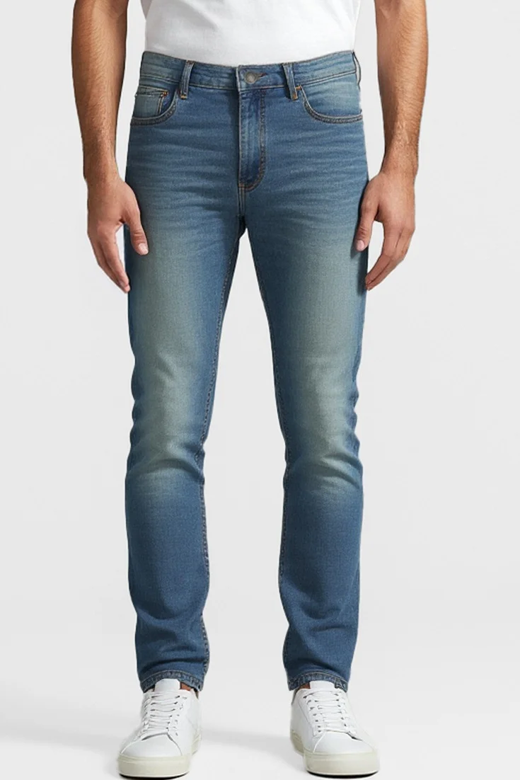 French Connection French Connection Men's Light Blue Faded Regular-Fit Jeans