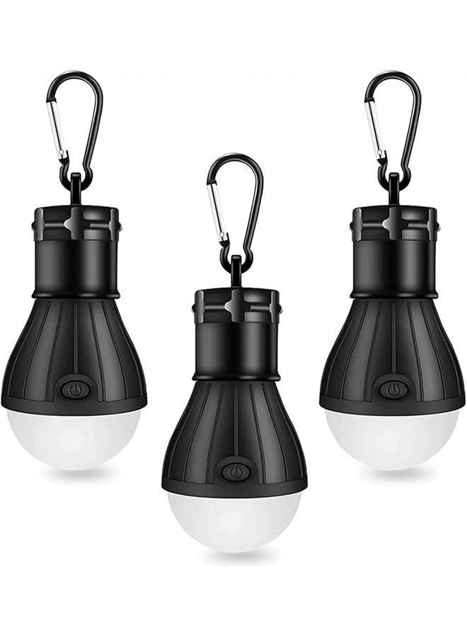 Bluejw Camping Light Tent Light Waterproof LED Camping Lantern Light Bulb Suitable for Hiking Camping Fishing Mountaineering Emergencies Pack of 3 (Color : Black) - Image 2