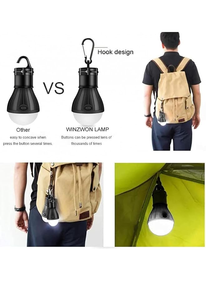 Bluejw Camping Light Tent Light Waterproof LED Camping Lantern Light Bulb Suitable for Hiking Camping Fishing Mountaineering Emergencies Pack of 3 (Color : Black) - Image 5