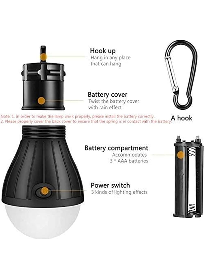 Bluejw Camping Light Tent Light Waterproof LED Camping Lantern Light Bulb Suitable for Hiking Camping Fishing Mountaineering Emergencies Pack of 3 (Color : Black) - Image 3