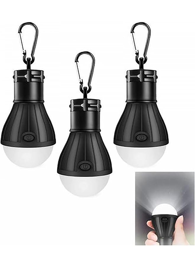 Bluejw Camping Light Tent Light Waterproof LED Camping Lantern Light Bulb Suitable for Hiking Camping Fishing Mountaineering Emergencies Pack of 3 (Color : Black) - Image 1