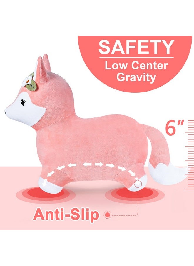 iPlay, iLearn iPlay, iLearn Bouncy Pals Hopping Fox Horse, Toddler Girl Inflatable Bouncing Animal Hopper Toy, Outdoor Indoor Plush Ride on Bouncer, Baby Birthday Gift 18 Month 2 3 4 Year Old Kid - Fox  - Image 4