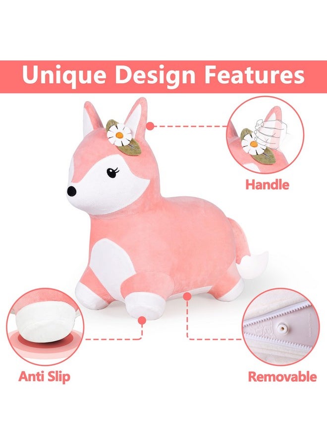iPlay, iLearn iPlay, iLearn Bouncy Pals Hopping Fox Horse, Toddler Girl Inflatable Bouncing Animal Hopper Toy, Outdoor Indoor Plush Ride on Bouncer, Baby Birthday Gift 18 Month 2 3 4 Year Old Kid - Fox  - Image 5