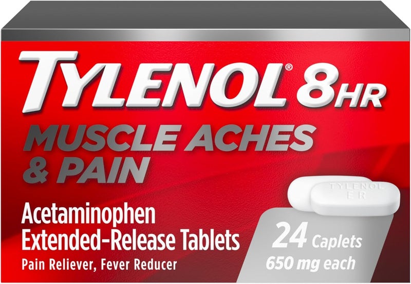 Tylenol 8 HR Muscle Aches & Pain, Pain Relief from Aches and Pain, 650 mg, 24 ct.