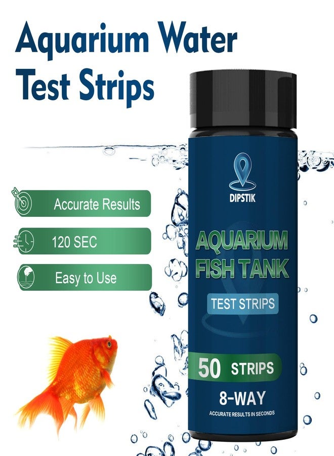 DIPSTIK Aquarium Ammonia Test Strips, 8-Way Aquarium Test Kit for Freshwater Saltwater,50 Strips Fish Tank Pond Test Strips,Test Nitrate, Nitrite, Chlorine,Hardness,Alkalinity, Carbonate, Ph - Image 3