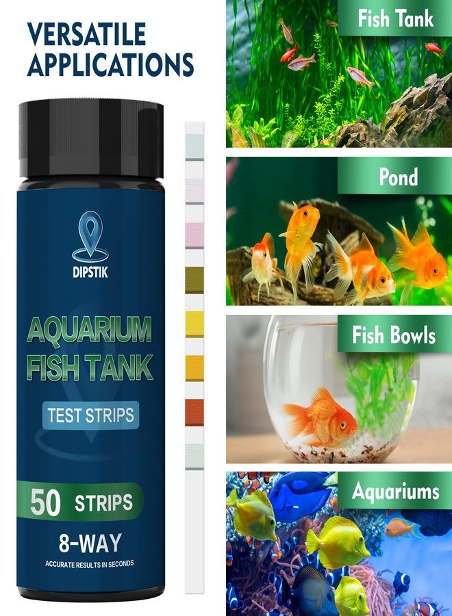 DIPSTIK Aquarium Ammonia Test Strips, 8-Way Aquarium Test Kit for Freshwater Saltwater,50 Strips Fish Tank Pond Test Strips,Test Nitrate, Nitrite, Chlorine,Hardness,Alkalinity, Carbonate, Ph - Image 5