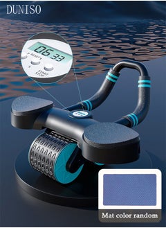 Automatic Rebound Abdominal Wheel Ab Roller Wheel with Automatic Rebound Assistance Resistance Springs Ergonomic Handle Abdominal Wheel Roller with Timer Holder Knee Pads Ab Wheel Roller