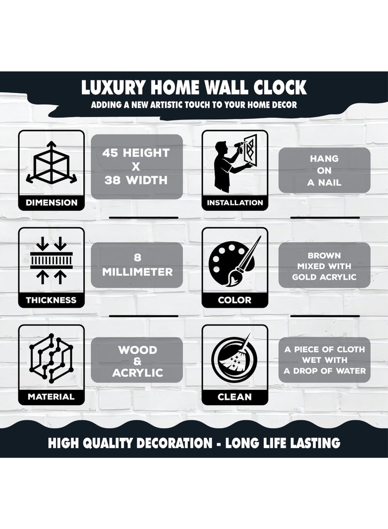 Luxury Decorative Wall Clock, Large Modern Wall Décor for Living Room, Bedroom and Office, Easy to Install, Silent Quartz Movement - Image 2
