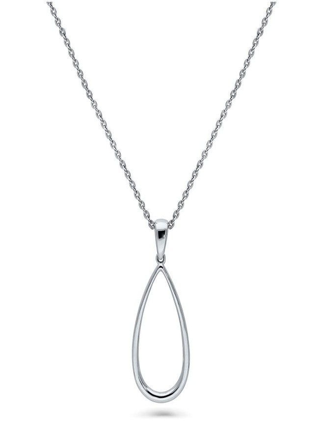 بيركيل طقم عقد وأقراط بيريكل من الفضة الإسترلينية بتصميم دمعة للنساء، مطلي بالروديوم - Image 3