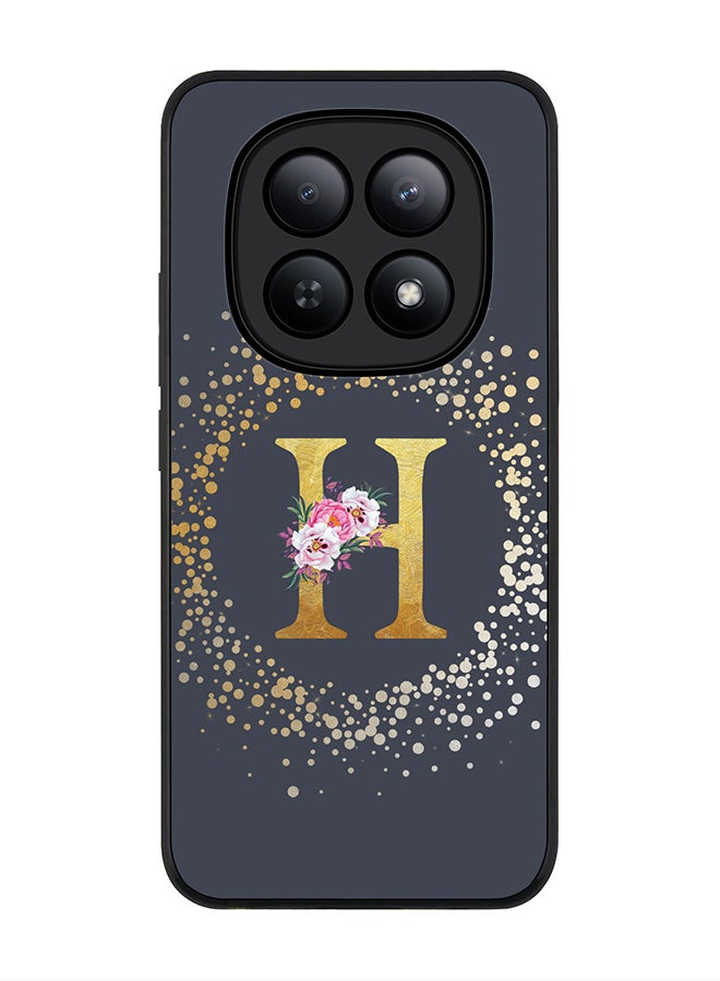 For Xiaomi Redmi Note 15 5G / Poco M8 Case,Slim fit Camera Protection, Shockproof Thin Phone cover  - Custom Monogram Floral - H  (Grey )