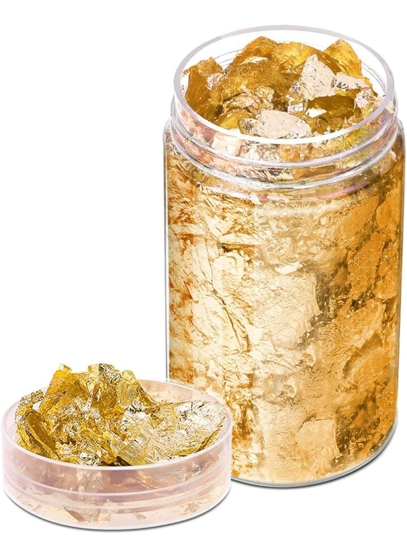 ASK VARK WALA Gold Foil Flakes for Resin ASK 10 Grams Gold Foil Flakes Imitation Metallic Leaf for Nails Painting Crafts Slime and Resin Jewelry Making Gold Color 