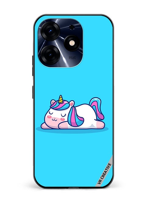 Protective Case Cover For Tecno Spark 10 Pro Sleeping Pony Design Multicolour