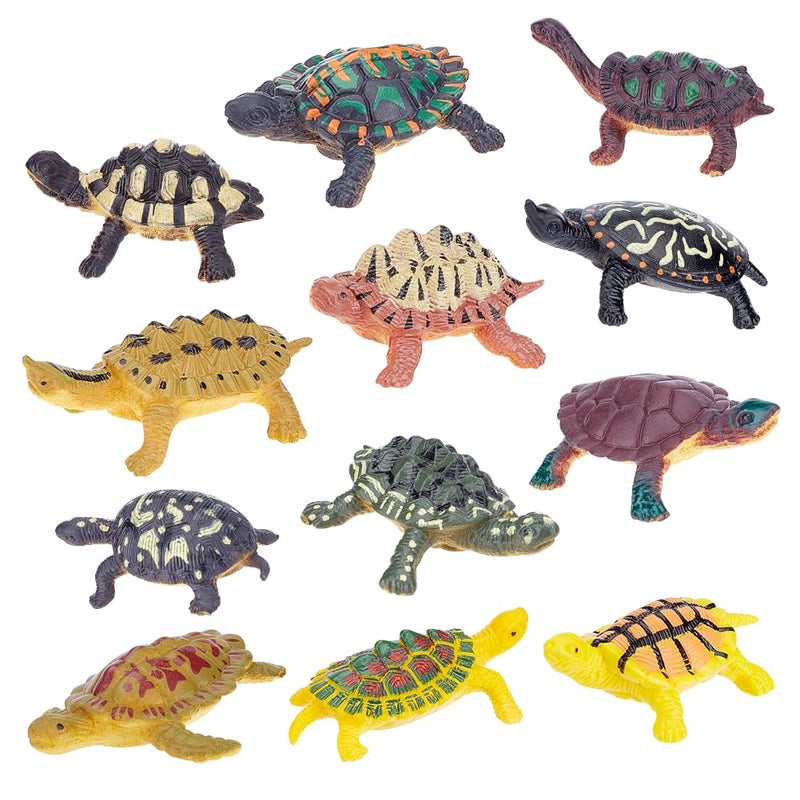 AHANDMAKER 12 Piece Sea Turtle Animal Figurines, Miniature Turtles for Micro Landscape, Fish Tank Decoration - Image 1