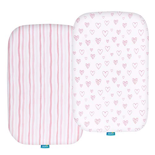 Bassinet Sheets Compatible with Baby Delight Beside Me Dreamer Bassinet 2 Pack Ultra Soft Bassinet Sheet for Baby Pink Print