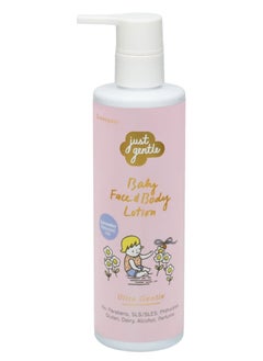 Just Gentle Organic Baby Face & Body Lotion - 97% Natural Ingredients, Hydrating Shea Butter & Aloe Vera, Lavender Scent, 200ml  - Image 1