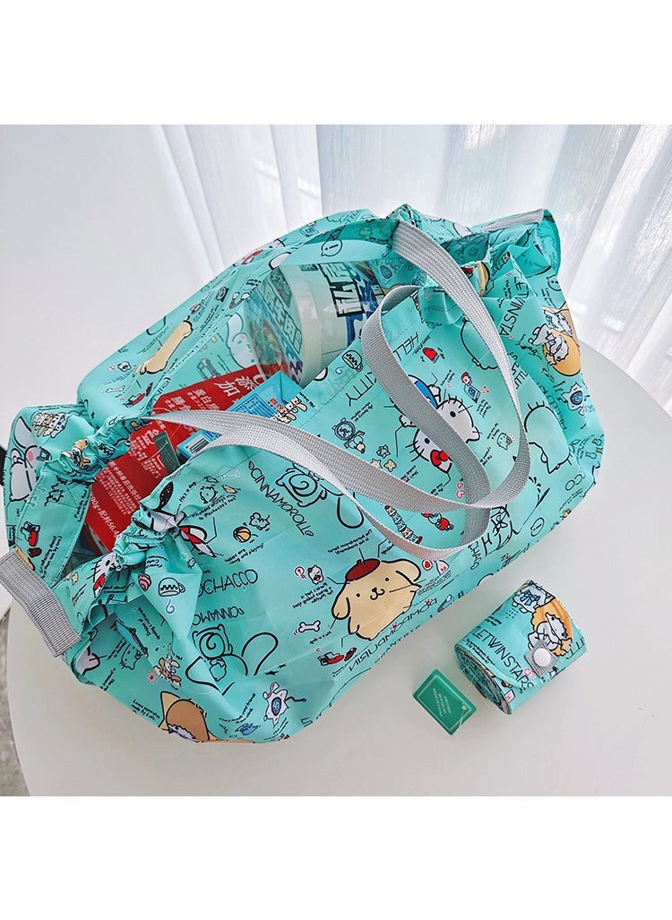 Generic 1 x 5 pcs Japanese Accordion Pleated Eco-Friendly Shopping Bag Lake green HK 