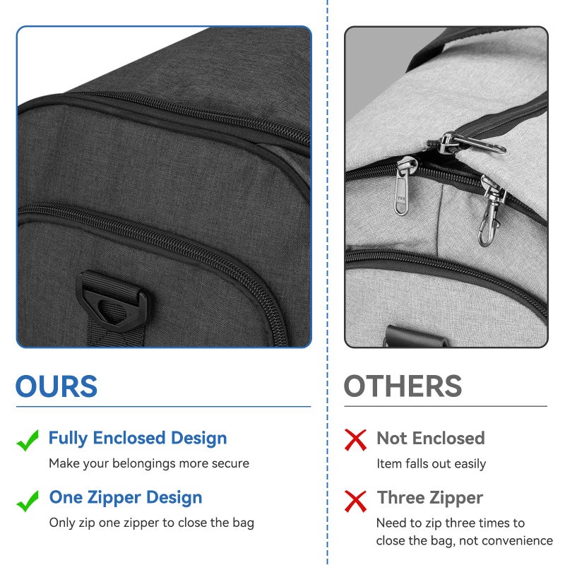 Bukere Garment Duffle Bags for Travel, Bukere Convertible Carry on Garment Duffel Bag for Men Women, Shoe Compartment, 2 in 1 Hanging Dress Suitcase Suit Travel Bags, Midnight Grey - Image 5