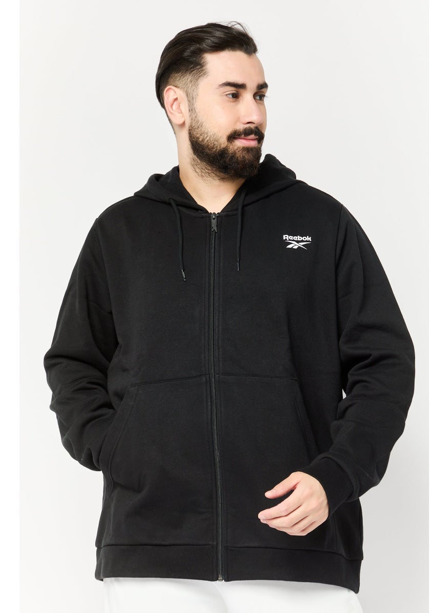 Reebok Men Sportswear Fit Long Sleeve Running Hoodie, Black  - Image 1