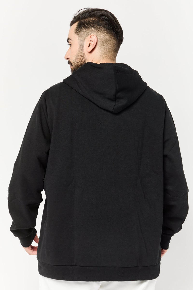 Reebok هودي رياضي للرجال بأكمام طويلة، أسود - Image 2