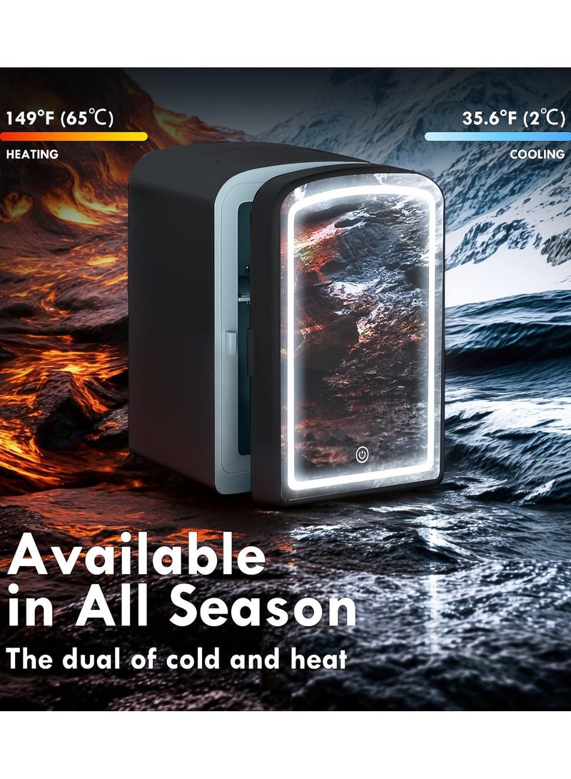 جوشبيرغ ثلاجة صغيرة للعناية بالبشرة، ثلاجة صغيرة محمولة بسعة 4 لتر مع مرآة LED قابلة للتعتيم، ثلاجة تجميل شخصية ساخنة أو باردة لغرفة النوم والمكتب والسيارة والمكياج (أسود) - Image 4