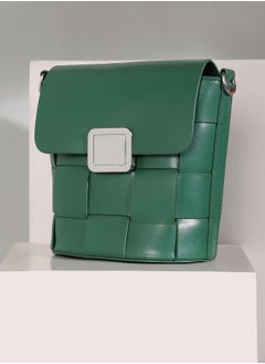 Haute Sauce Solid Interlock Regular Vegan Leather Sling Bag with Detachable Strap For Women  - Image 1