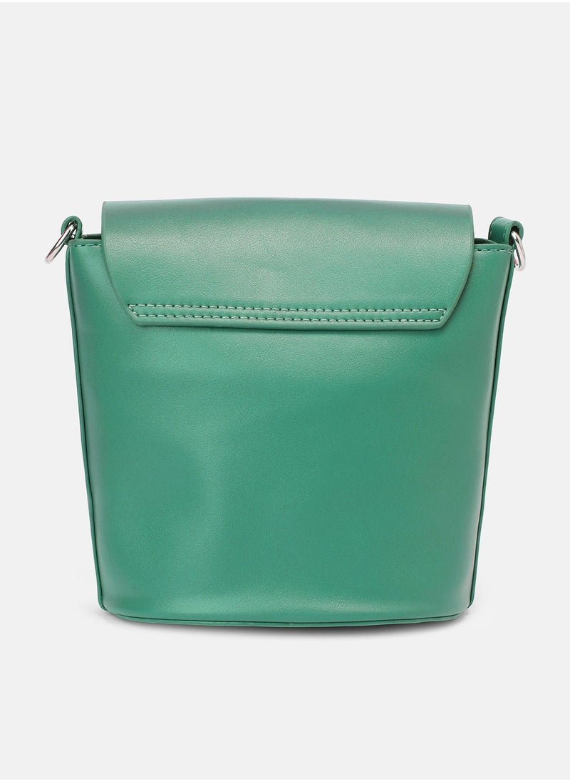 Haute Sauce - Solid Interlock Regular Vegan Leather Sling Bag with Detachable Strap For Women - Image 1
