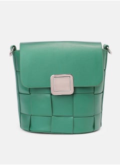 Haute Sauce Solid Interlock Regular Vegan Leather Sling Bag with Detachable Strap For Women  - Image 5