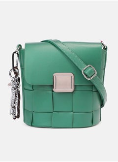 Haute Sauce Solid Interlock Regular Vegan Leather Sling Bag with Detachable Strap For Women  - Image 4