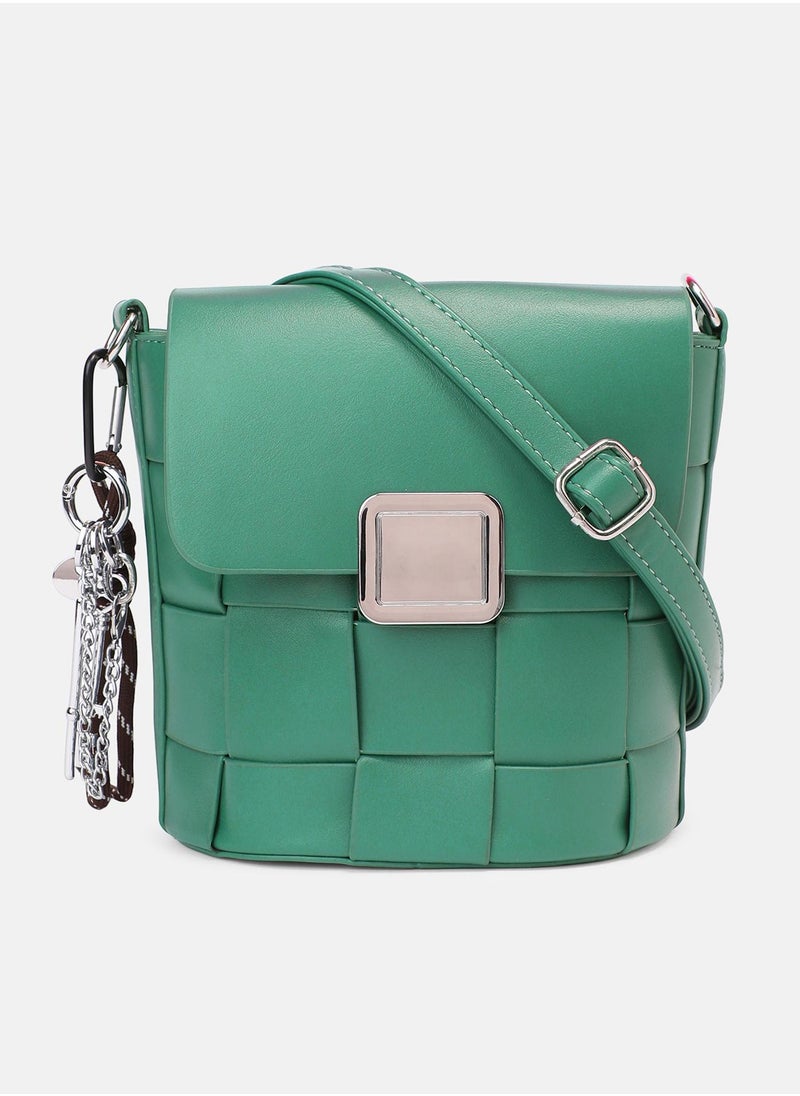Haute Sauce - Solid Interlock Regular Vegan Leather Sling Bag with Detachable Strap For Women - Image 1